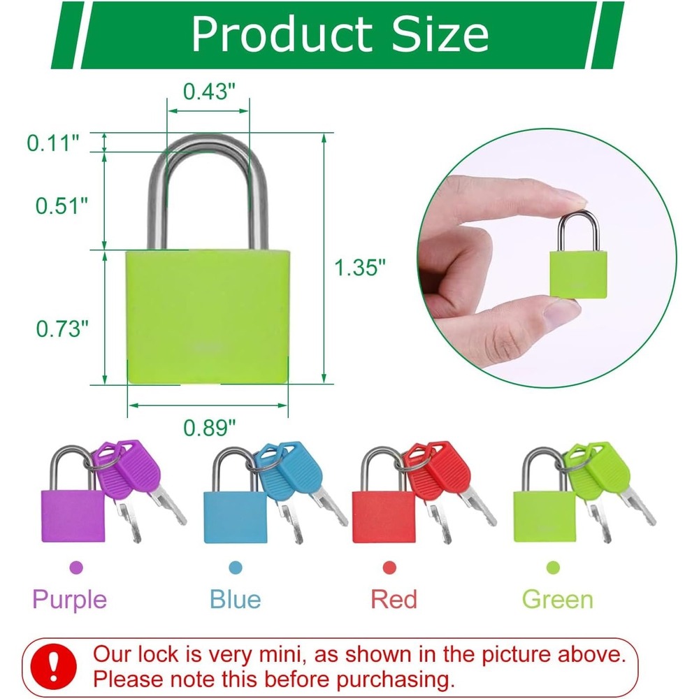 Mini ABS Keyed Padlock for Luggages, Waterproof Suitcase Padlock with Keys, Blue - Picture 2 of 3